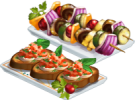Bruschetta & Veggie Kebabs